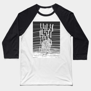 Woodcut tree illustration falling embers Baseball T-Shirt